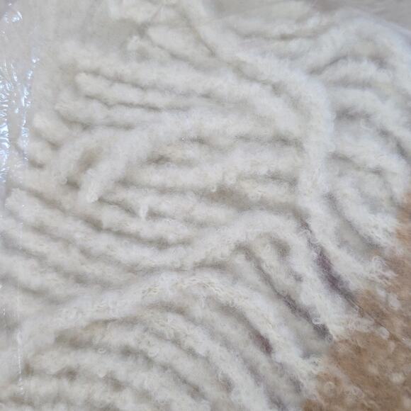 NEW Madewell Oversized Plaid Brushed Scarf Cozy Cream Tan Fringe Recycled Poly - Picture 6 of 8